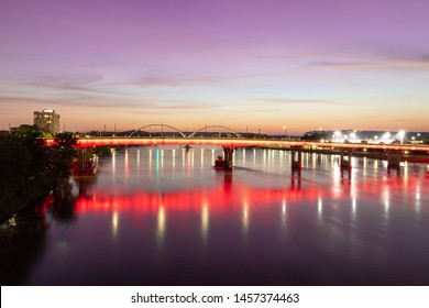 Bridge Over Little Rock Arkansas At Sunset