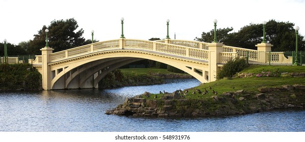 Bridge Over Marine Lake, Southport, Merseyside, Lancashire, England, UK.