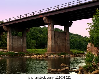 Bridge Over Moose River In The Adirondacks Of Upstate New York