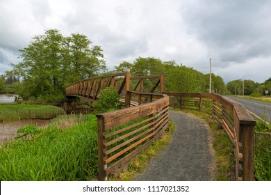 Bridge Over River Along Lewis And Clark Hiking Trail In Astoria Oregon