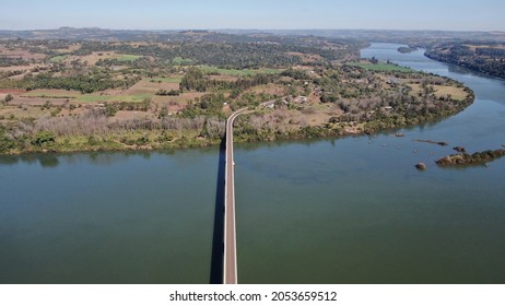Bridge Over The Paraná River In Brazil Drone Aerial