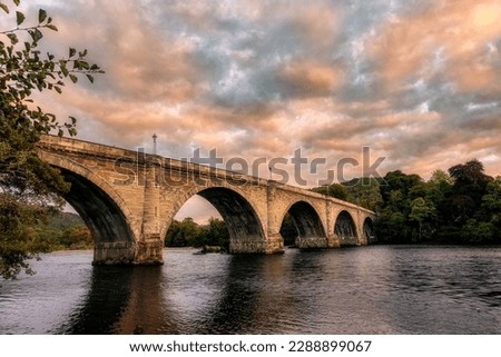 Bridge over River Tay at dusk, Dunkeld, Perthshire North, Scotland