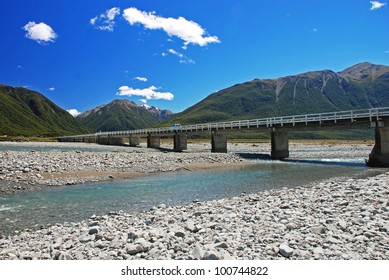 Bridge Over The River Waimakariri, Arthurs Pass National Park, New Zealand