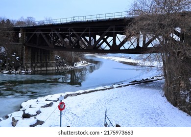 Bridge Over Rouge River During Winter