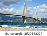 Rio–Antirrio Bridge over the sea in Greece.Rio–Antirrio Bridge is the world