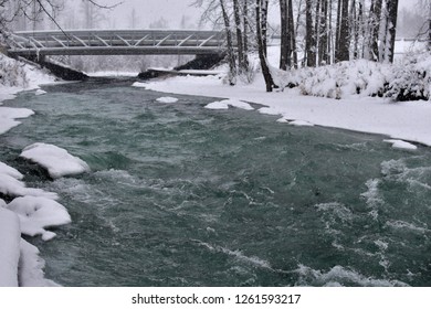 Bridge Over Ship Creek Near Anchorage, Alaska.