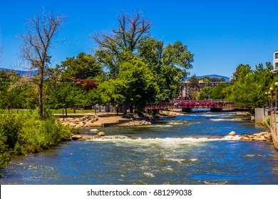 Bridge Over Truckee River In Reno, Nevada