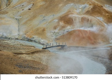 Bridge over a warm stream.