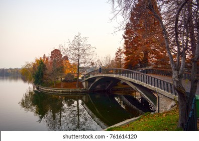 The bridge in the park Herastrau, in Bucharest, Romania 