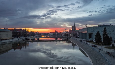 Bridge Of Peace In Wroclaw Aerial View