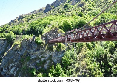 Bridge In Queenstown Prepared For Bungee Jumping, New Zealand