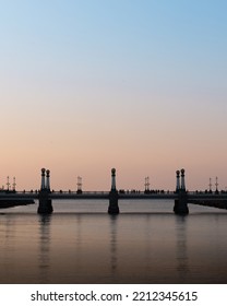 Bridge Shot At Sunset And Urumea River