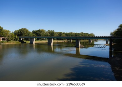 A Bridge Spans Across The Wabash River.