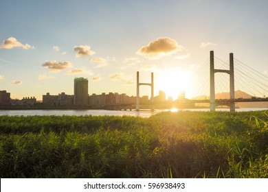 bridge in sunset