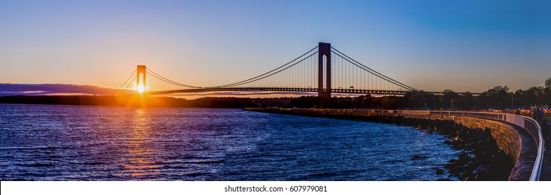 Bridge sunset - panoramic 1