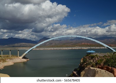 Bridge At Theodore Roosevelt Lake In Arizona.