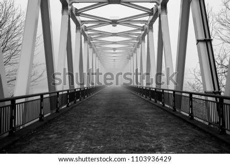 bridge with triangle structure in black and white