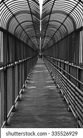 Bridge Tunnel In Black And White Photo, Abstract Tunnel Photo, Black And White Photo, Architecture Details Close Up In Black And White, Way, Road, Columns, Diagonal, Street Photography