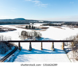 A Bridge In Vermont During The Afternoon After A Snow Storm