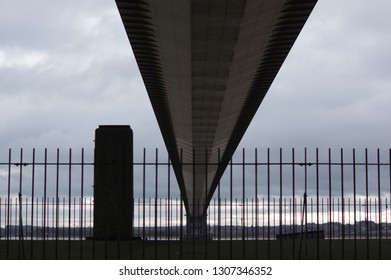 A bridge viewed from below