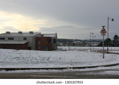 Bridgend Uk January 2019 School Closed Due To Inclement Weather Under Overcast Sky