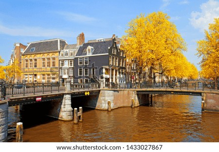 Similar – Image, Stock Photo Beautiful Architecture Of Dutch Houses and Houseboats On Amsterdam Canal In Autumn