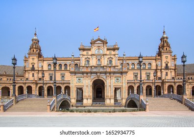 Bridges On The Central Square Of Seville Plaza De España, Andalucia, Spain