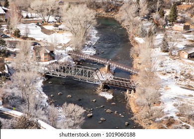 Bridges Over The Animas River Through Durango, Colorado In The Winter