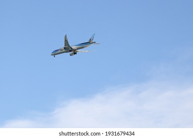 Bridgetown, Barbados - November 21st 2019: TUI Holiday Aircraft Over Maxwell Beach Resort.