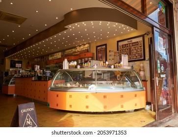 Bridlington, UK 10 06 2021 Ice Cream Parlor Interior 