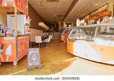 Bridlington, UK 10 06 2021 Ice Cream Parlor Interior 