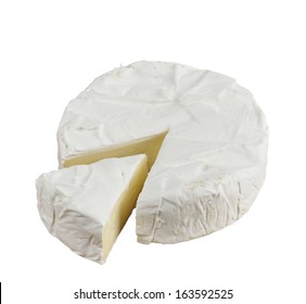 Brie Cheese Cheese Wheel Isolated On White