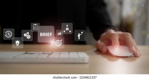 Brief concept on professional working background. Business brief, project brief and client brief. Outlines the requirements and scope of a project or campaign. For business development and research.