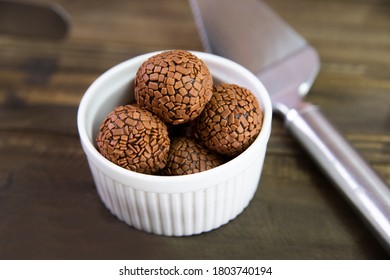 Brigadeiro Chocolate Candy In A White Jar