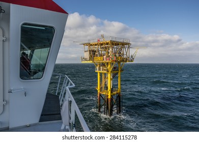 BRIGANTINE BG PLATFORM, NORTH SEA - 2 MARCH - Located in the Southern North Sea, the Brigantine is one of many unmanned platforms supplying gas to the UK mainland.  2 March 2015 in the North sea