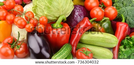 bright background of set vegetables
