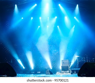 Bright Beautiful Rays Of Light On An Empty Stage Before The Concert