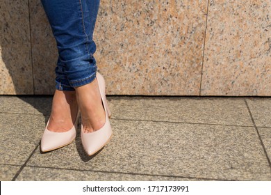 cream colored high heels