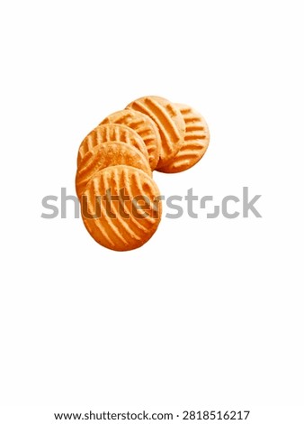 Bright Biscuits in a Wavey Line Isolated, Closeup Biscuits 