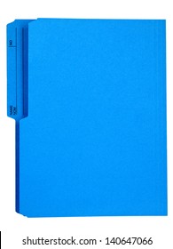 Bright Blue File Folder Isolated On White.