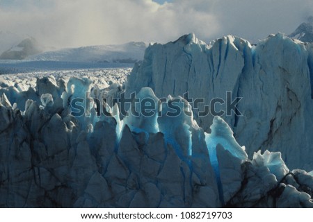 bright blue ice in Perito Moreno glacier