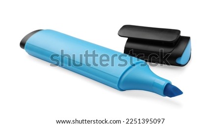 Bright blue marker isolated on white. Office stationery