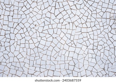 Bright blue puzzle background. Geometric shapes pattern. Mosaic pieces background. Ceramic decoration texture. Puzzle look graphic design. Vibrant color texture.