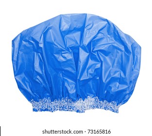 Bright Blue Shower Cap On White