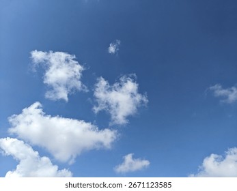 bright blue sky with clouds decorating it