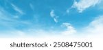 Bright Blue Sky with White Cloud background: Cyan Clear Summer Day with Light Gradients winter cloudy and Nature Beauty texture, Horizon air in summer day. abstract Landscape spring View