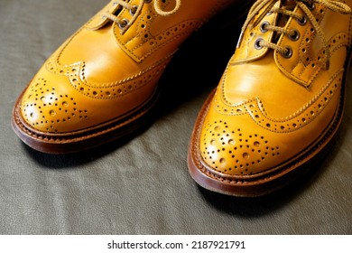 Bright Brown Full Brogue Derby Shoes.