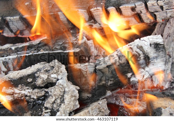 Bright Burning Fire Pine Wood Fireplace Stock Photo Edit Now