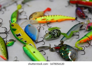 Bright Catchable Colored Fishing Lures Close Up