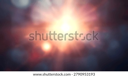 Bright central light source with soft radial sunburst rays and blurred bokeh circles captured in a dark moody abstract photographic style